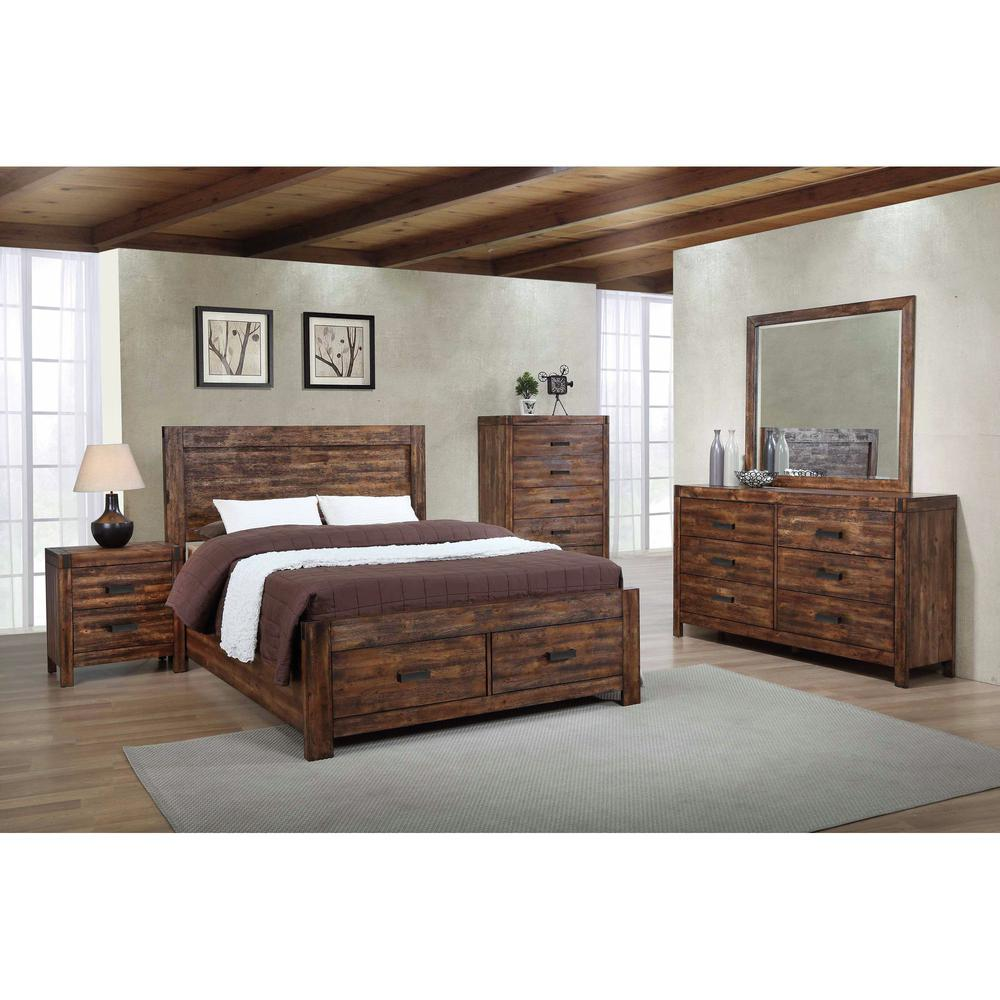 Wren Queen 5PC Platform Storage Bedroom Set In Chestnut