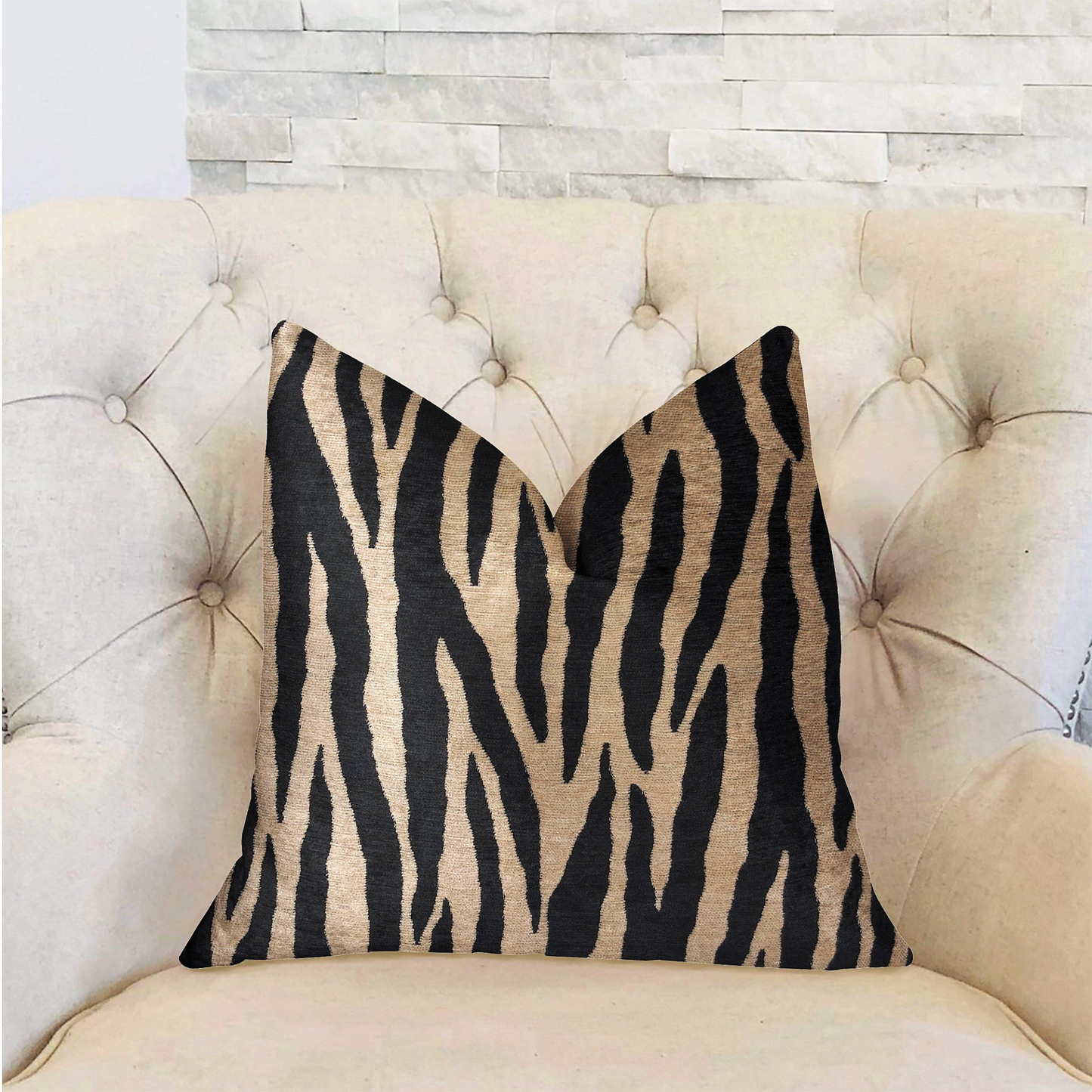 Zippy Zebra Black and Beige Luxury Throw Pillow