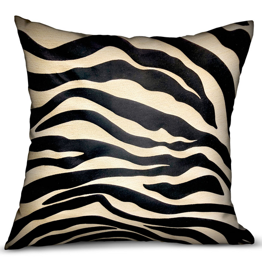 Black Zebra Black Animal Motif Luxury Throw Pillow