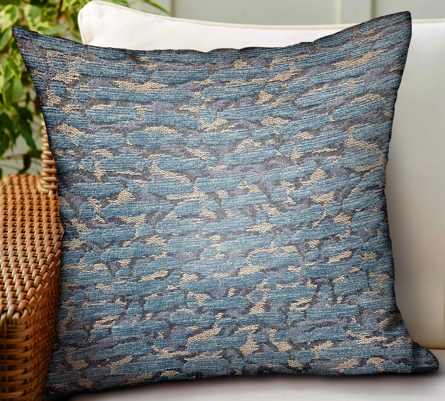 Indigo Rivulet Blue Solid Luxury Outdoor/Indoor Throw Pillow
