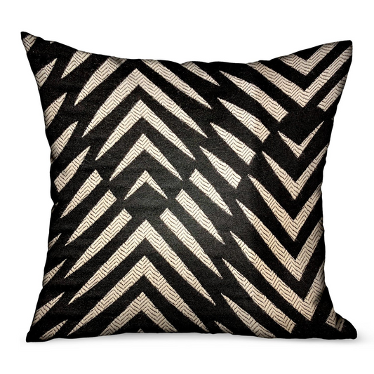 Raven Palm Black Geometric Luxury Outdoor/Indoor Throw Pillow