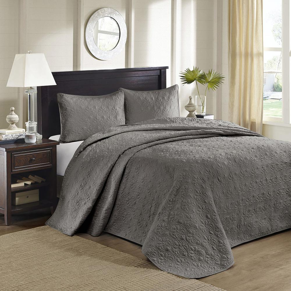 100% Polyester Solid Reversible Bedspread Set 701