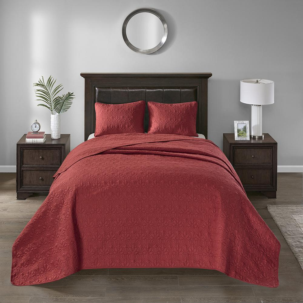 100% Polyester Solid Reversible Bedspread Set 701