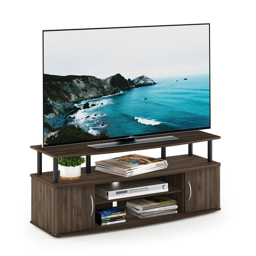Furinno JAYA Large Entertainment Center Hold up to 50-IN TV, Columbia Walnut/Black