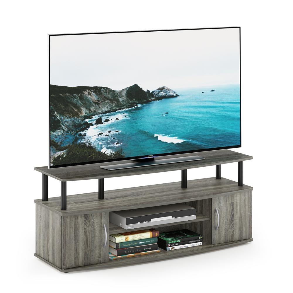 Furinno JAYA Large Entertainment Center Hold up to 50-IN TV, French Oak Grey/Black