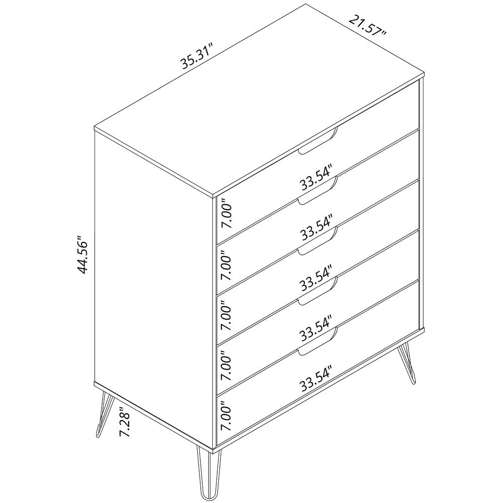 Rockefeller 5-Drawer Tall Dresser in Nature and Rose  Pink