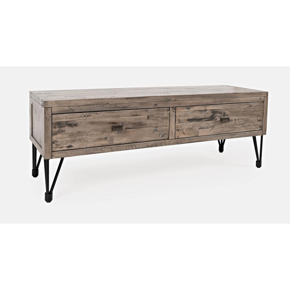 Distresseed Acacia Slim Profile Media Stand, Rustic Brown