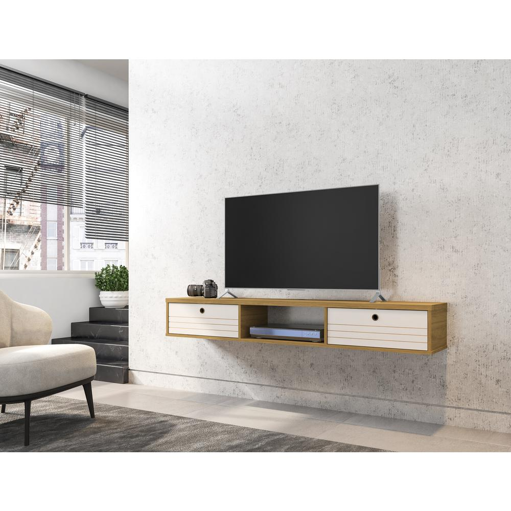 Liberty 62.99 Floating Entertainment Center in Cinnamon and Off White