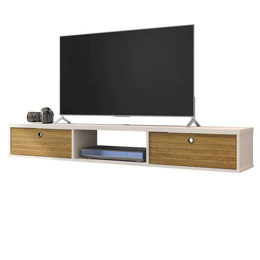 Liberty 62.99 Floating Entertainment Center in Off White and Cinnamon