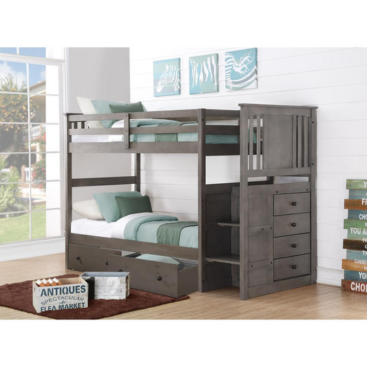 Twin/Twin Princeton Stairway Bunk Bed W/Dual Under Bed Drawers