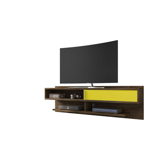 Astor 70.86 Floating Entertainment Center in Rustic Brown and Yellow