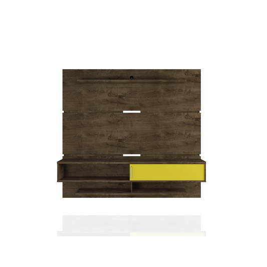 Astor 70.86 Floating Entertainment Center in Rustic Brown and Yellow