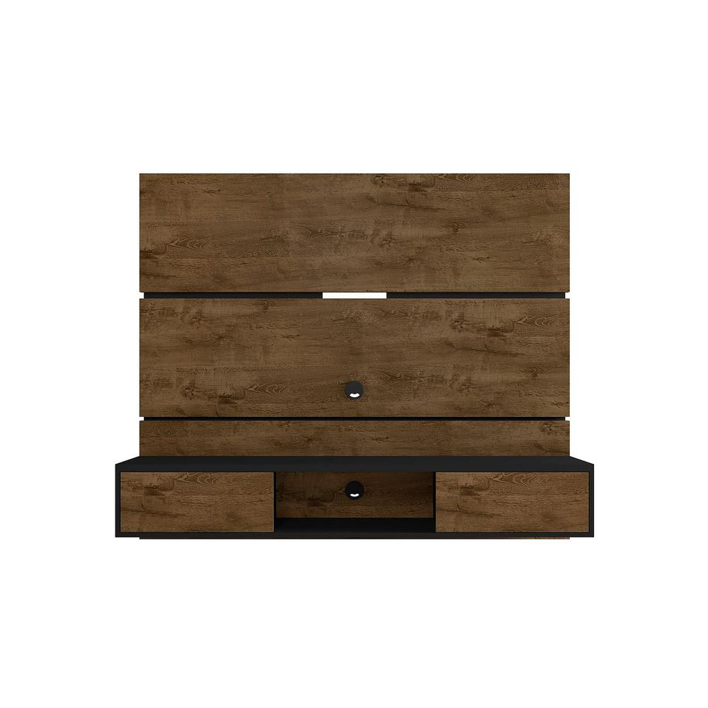 Vernon 62.99" Floating Entertainment Center in Rustic Brown and Black