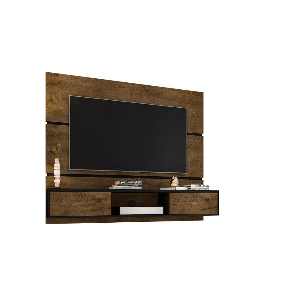 Vernon 62.99" Floating Entertainment Center in Rustic Brown and Black