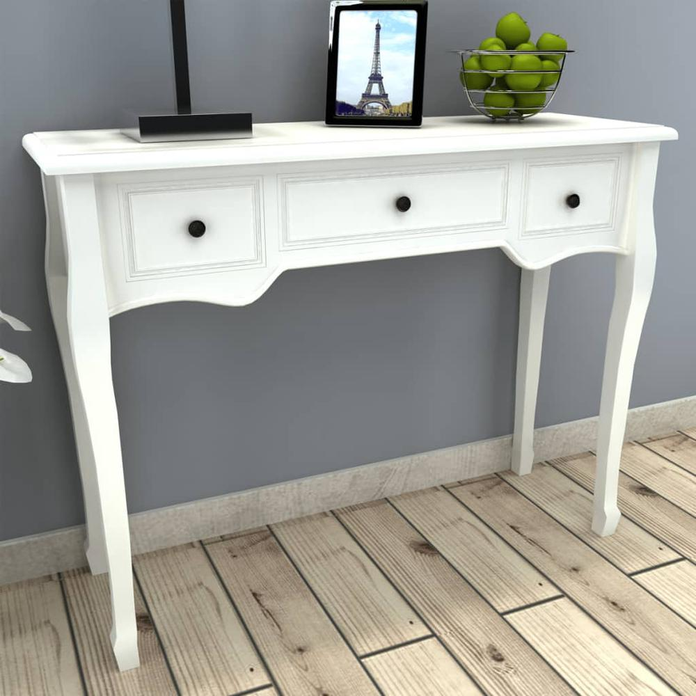White Dressing Console Table with Three Drawers, 241143