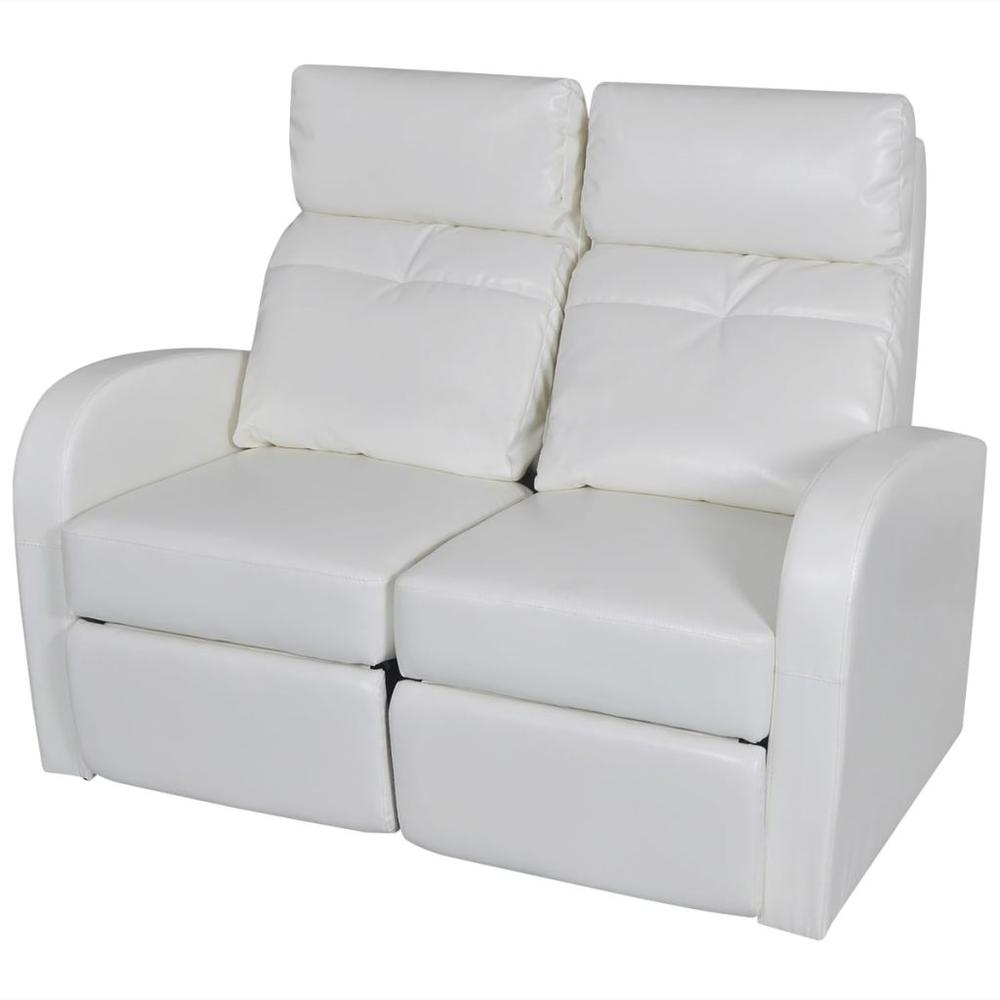 vidaXL 2-Seater Home Theater Recliner Sofa White Faux Leather, 242539