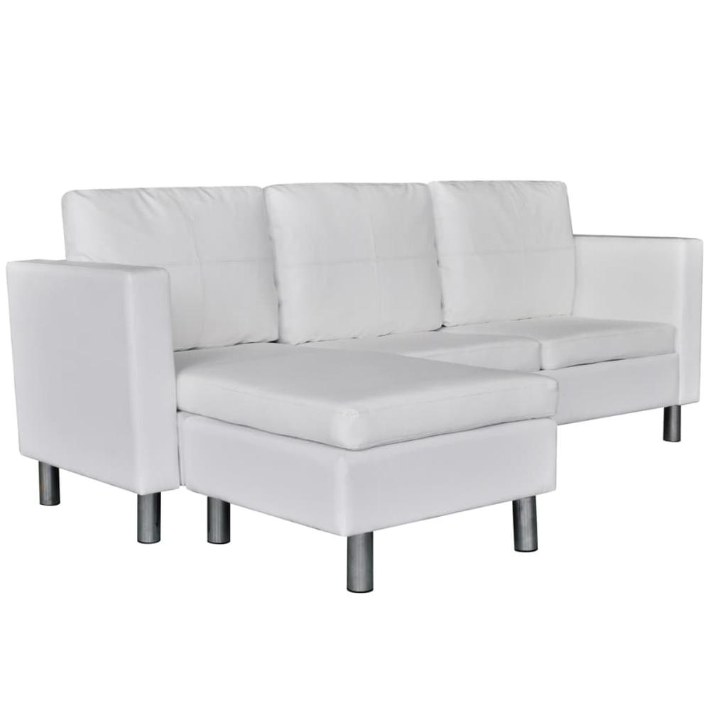 vidaXL Sectional Sofa 3-Seater Artificial Leather White, 242537