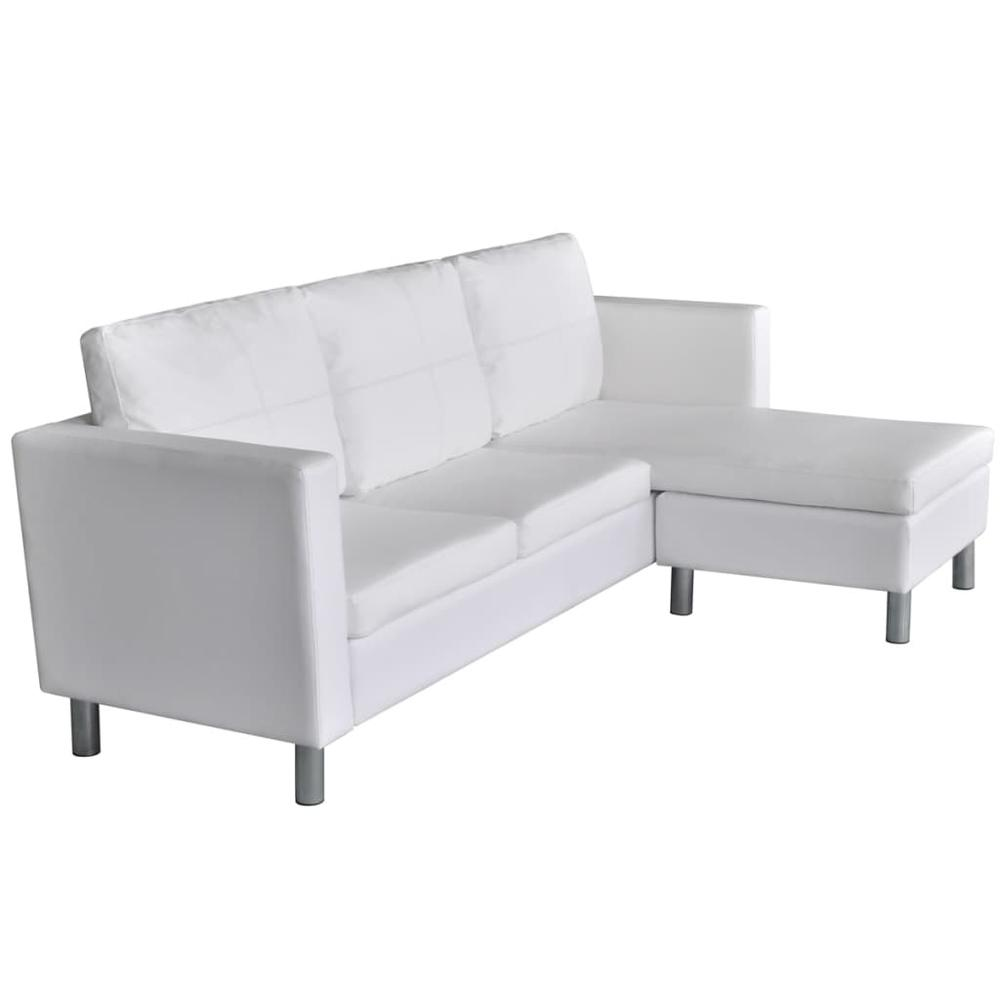 vidaXL Sectional Sofa 3-Seater Artificial Leather White, 242537