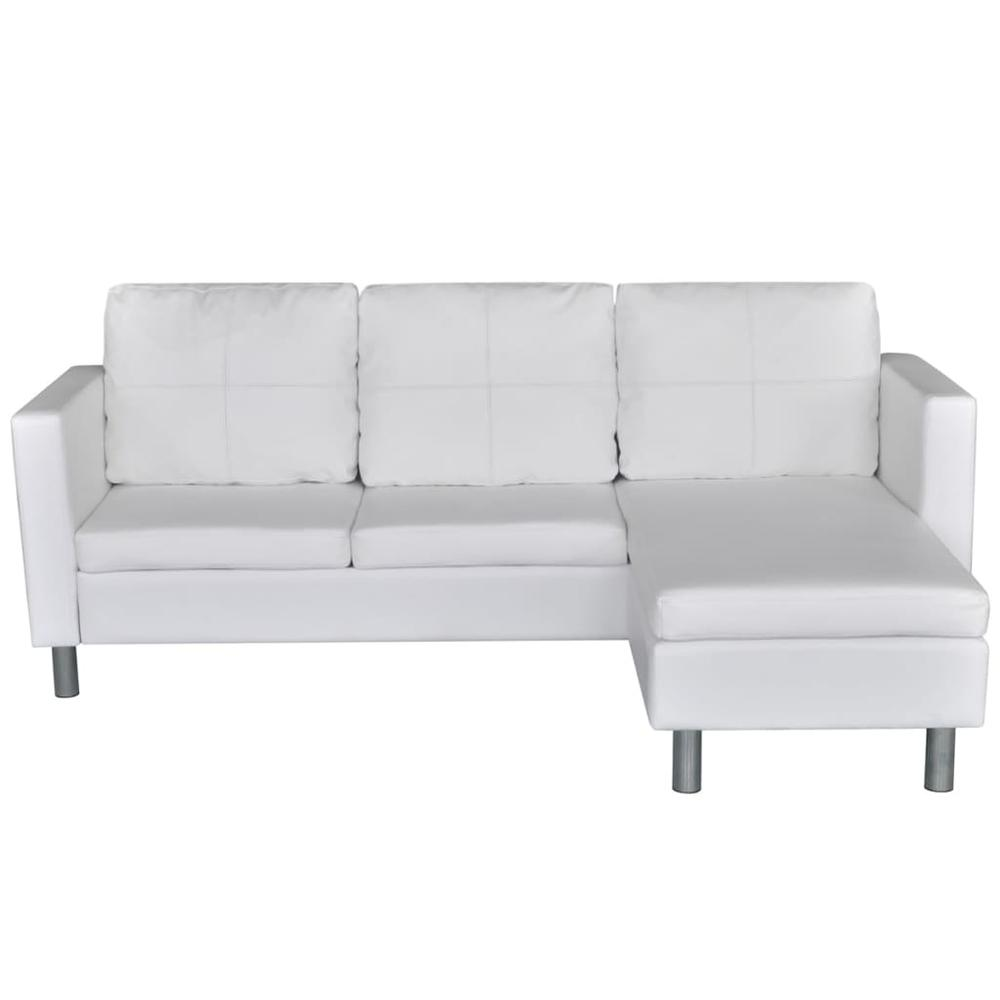 vidaXL Sectional Sofa 3-Seater Artificial Leather White, 242537