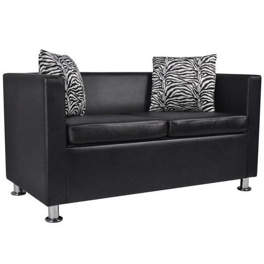 vidaXL Sofa 2-Seater Artificial Leather Black, 242649