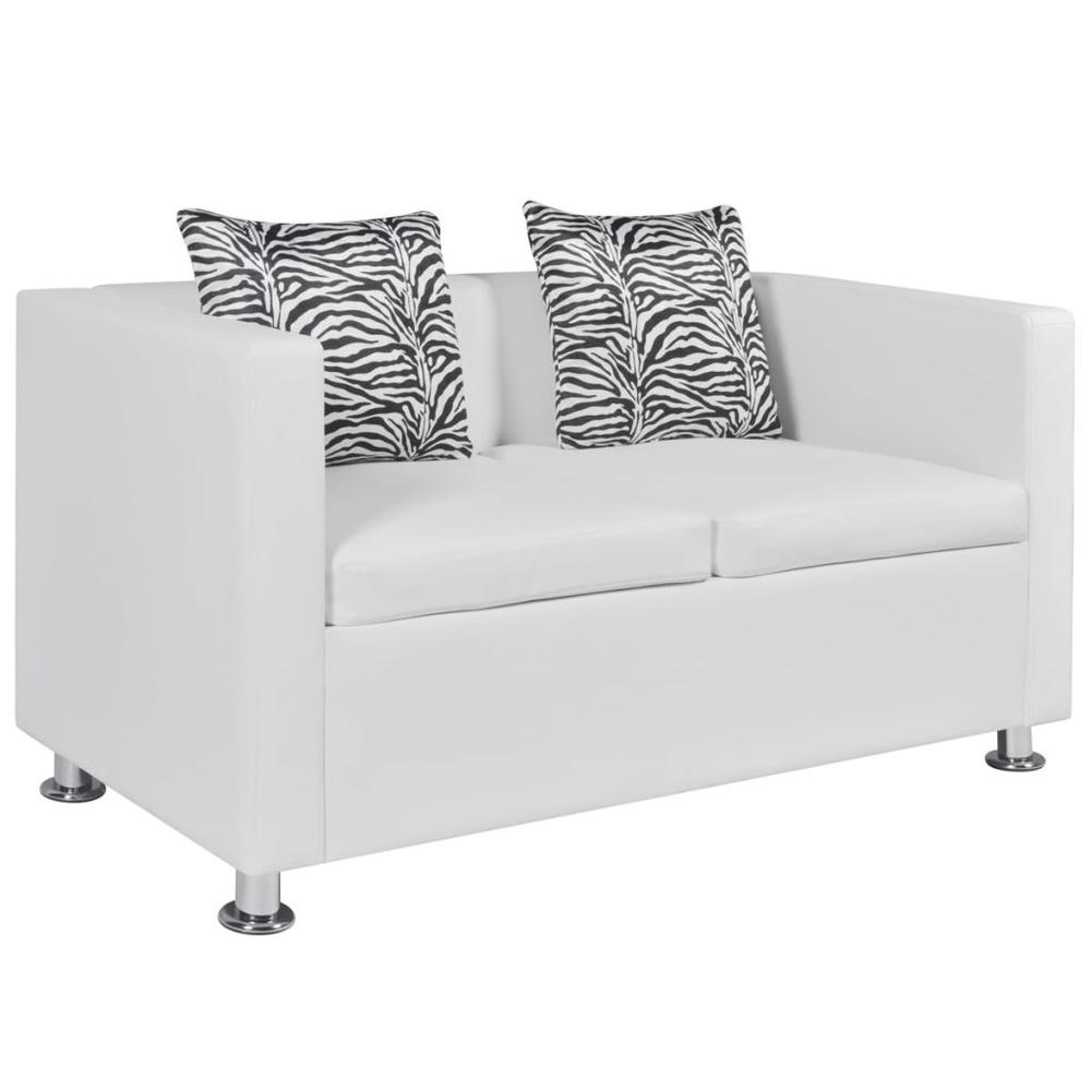 vidaXL Sofa 2-Seater Artificial Leather White, 242652