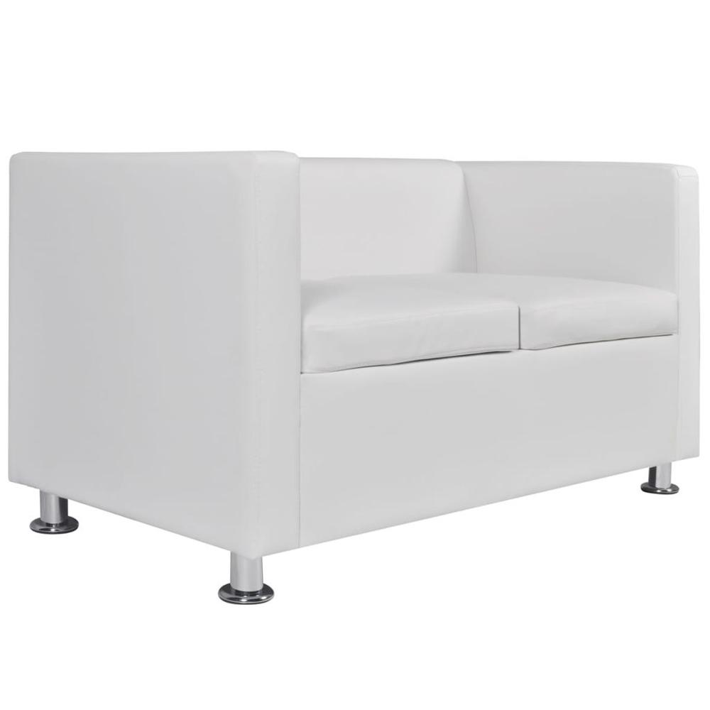 vidaXL Sofa 2-Seater Artificial Leather White, 242652