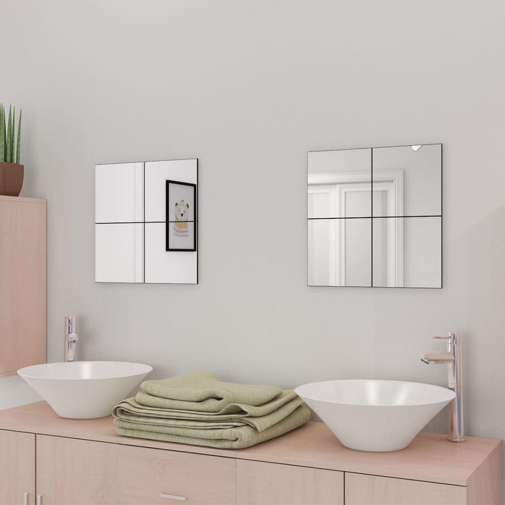 vidaXL Frameless Mirror Tiles Glass 8 pcs 8.1", 242729