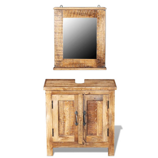 vidaXL Bathroom Vanity Cabinet with Mirror Solid Mango Wood, 243462