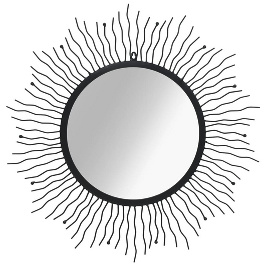 vidaXL Wall Mirror Sunburst 31.4" Black, 245924