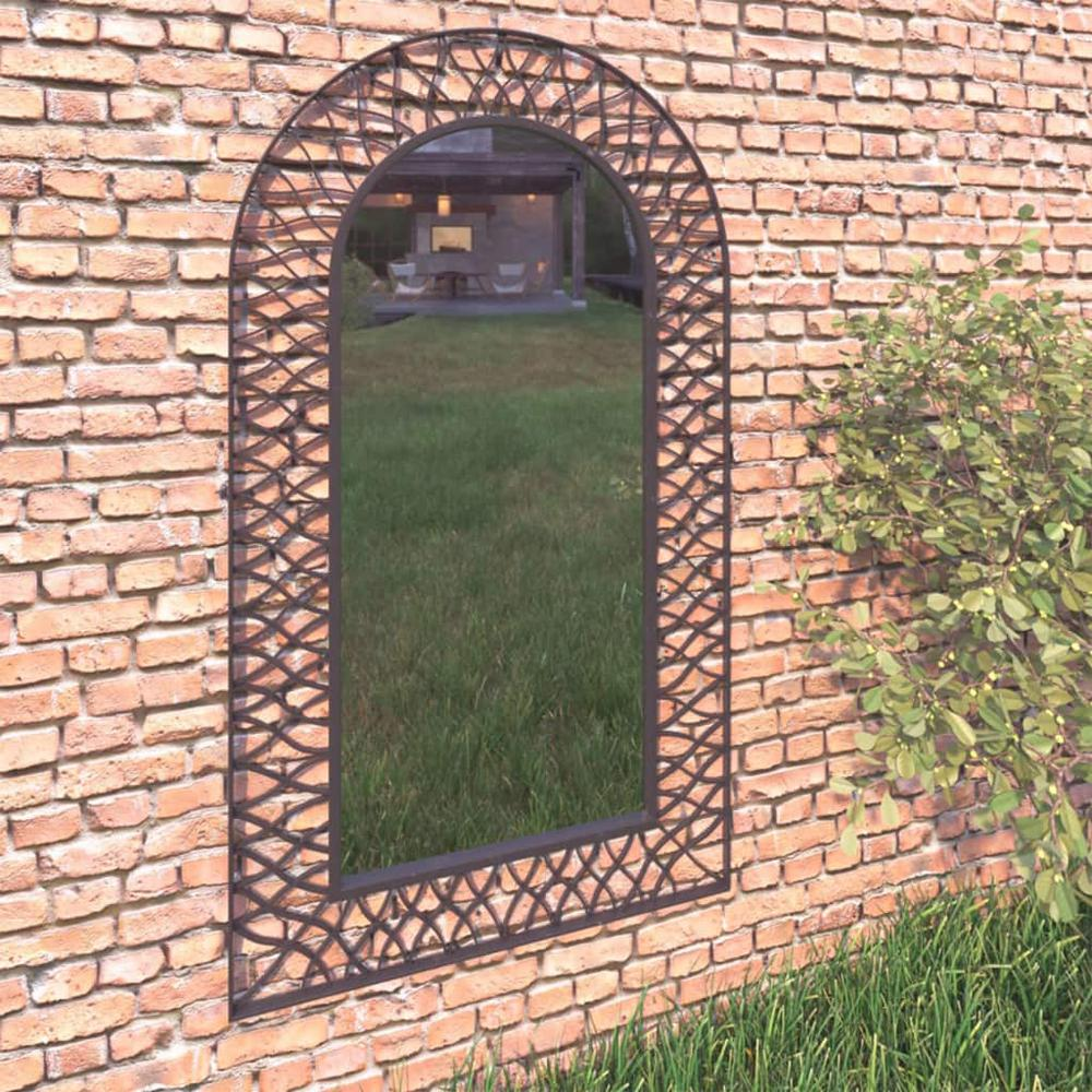 vidaXL Garden Wall Mirror Arched 23.6"x43.3" Black, 275608