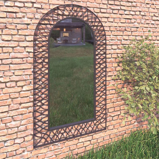 vidaXL Garden Wall Mirror Arched 23.6"x43.3" Black, 275608