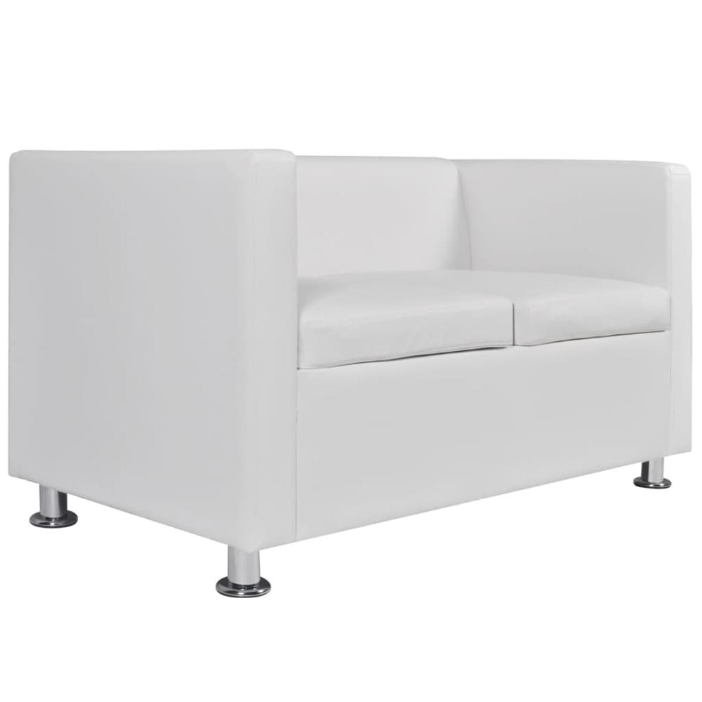 vidaXL Sofa Set Armchair and 2-Seater White Faux Leather, 278521