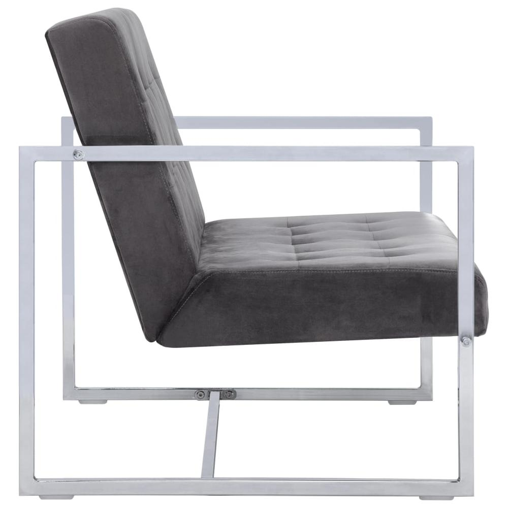 vidaXL 2-Seater Sofa with Armrests Dark Gray Chrome and Velvet, 282273