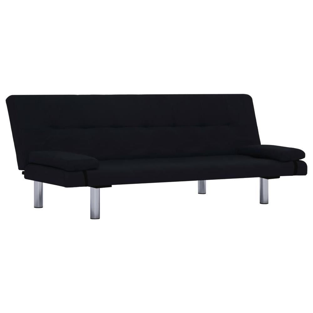 vidaXL Sofa Bed with Two Pillows Black Fabric, 282282