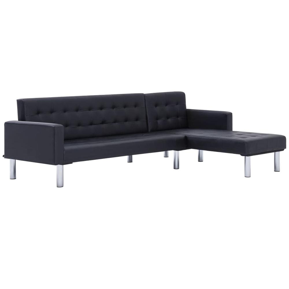 vidaXL L-shaped Sofa Bed Black Faux Leather, 282303