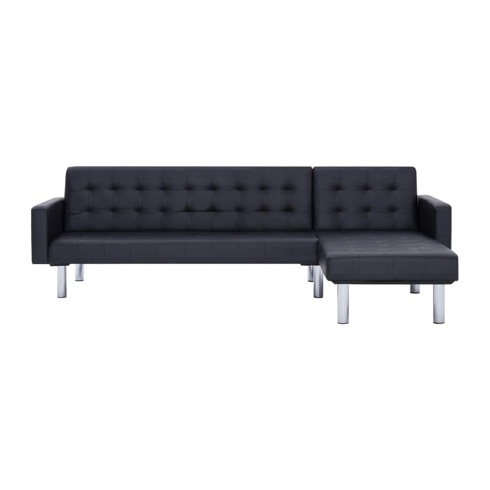 vidaXL L-shaped Sofa Bed Black Faux Leather, 282303