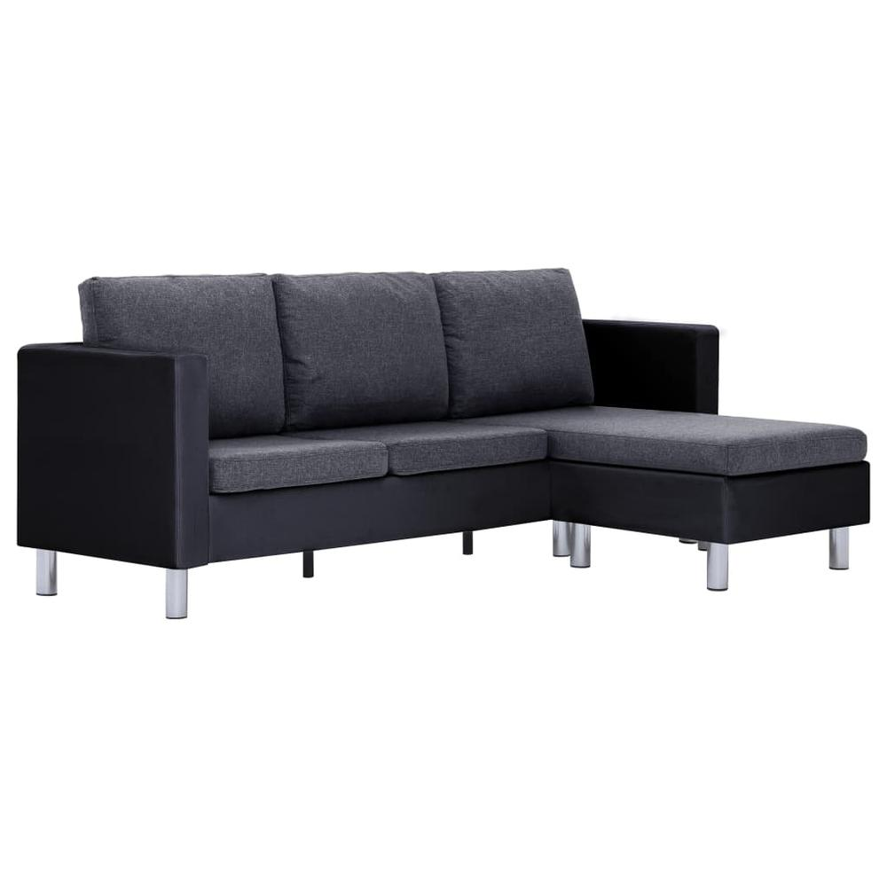 vidaXL 3-Seater Sofa with Cushions Black Faux Leather, 282288