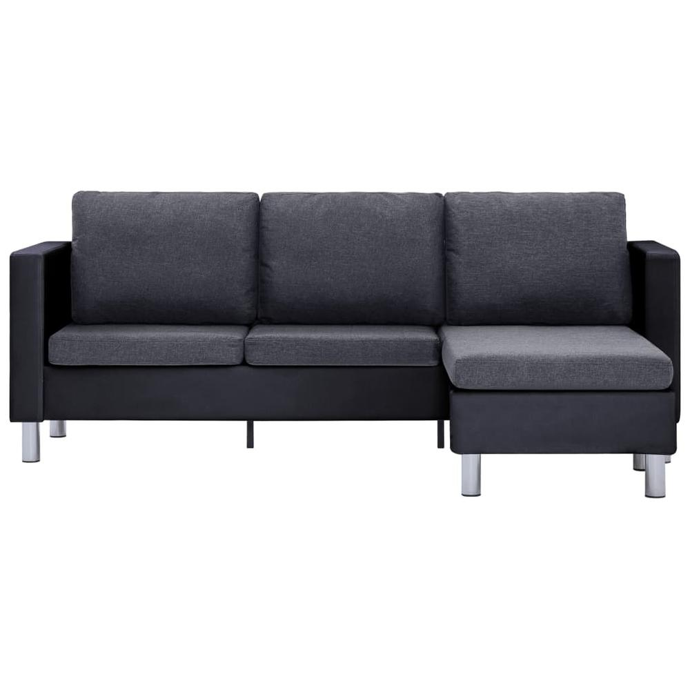 vidaXL 3-Seater Sofa with Cushions Black Faux Leather, 282288