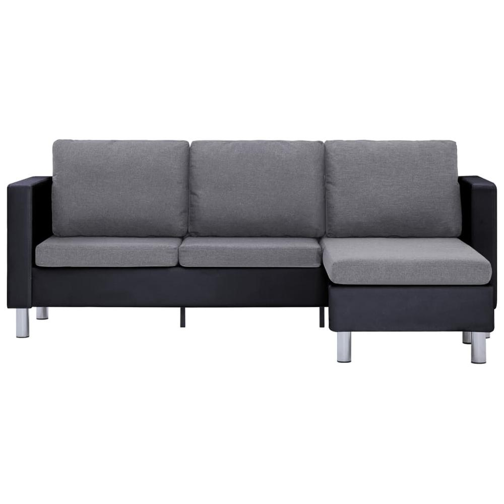 vidaXL 3-Seater Sofa with Cushions Black Faux Leather, 282287