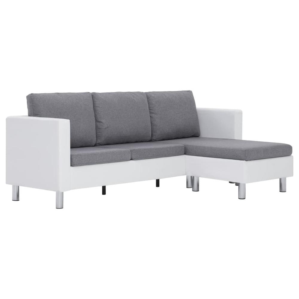vidaXL 3-Seater Sofa with Cushions White Faux Leather, 282285