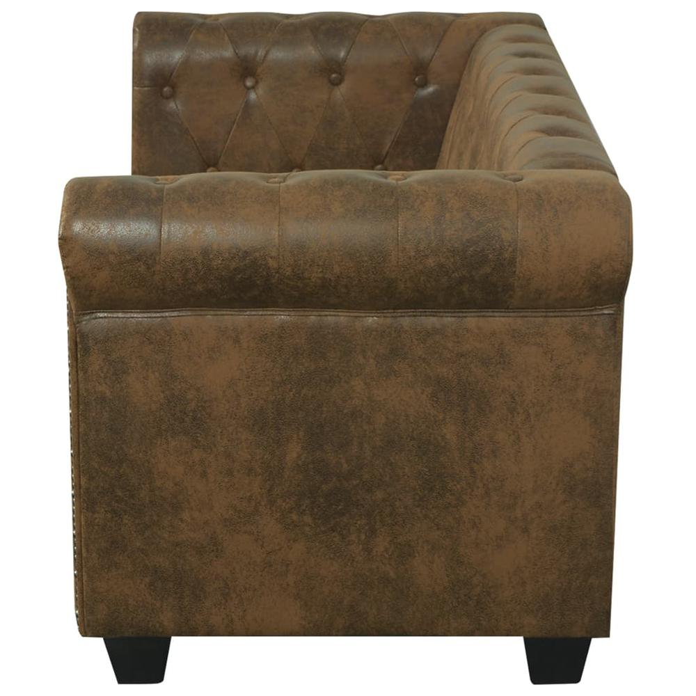vidaXL Chesterfield Sofa 2-Seater Brown Faux Leather, 287918