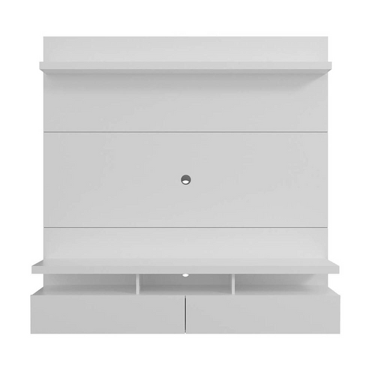 City 62.99 Modern Floating Entertainment Center with Media Shelves in White Gloss