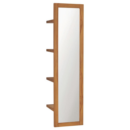 vidaXL Wall Mirror with Shelves 11.8"x11.8"x47.2" Solid Teak Wood, 289070