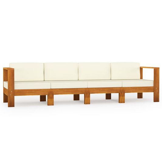 vidaXL 4-Seater Garden Sofa with Cream White Cushions Solid Acacia Wood 7928