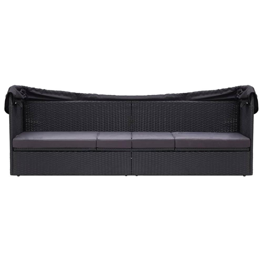 vidaXL Outdoor Sofa Bed with Canopy Poly Rattan Black, 310077