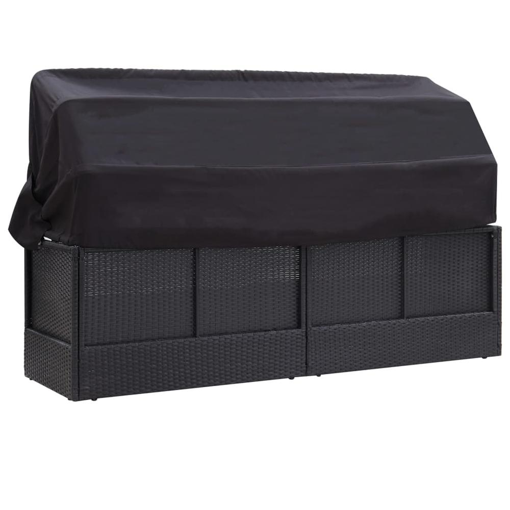 vidaXL Outdoor Sofa Bed with Canopy Poly Rattan Black, 310077