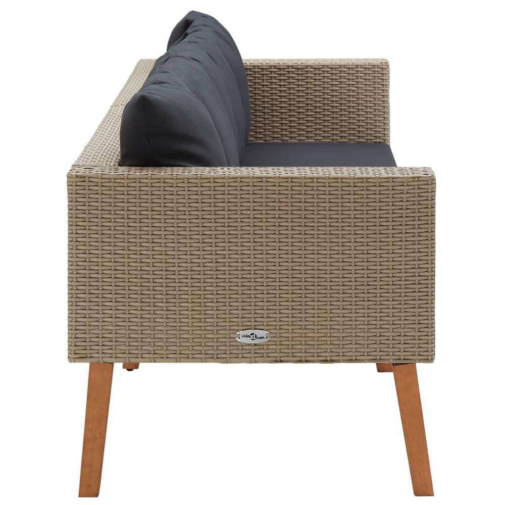 vidaXL 3-Seater Garden Sofa with Cushions Poly Rattan Beige, 310213