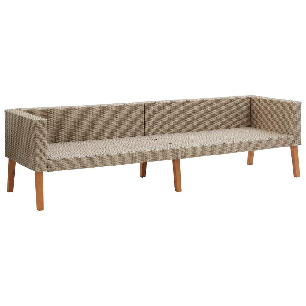 vidaXL 3-Seater Garden Sofa with Cushions Poly Rattan Beige, 310213