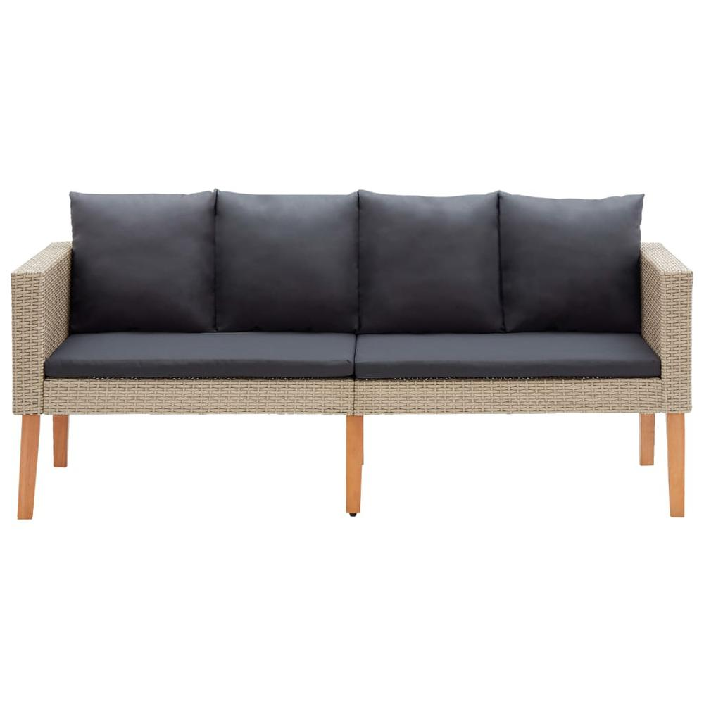 vidaXL 2-Seater Garden Sofa with Cushions Poly Rattan Beige, 310215