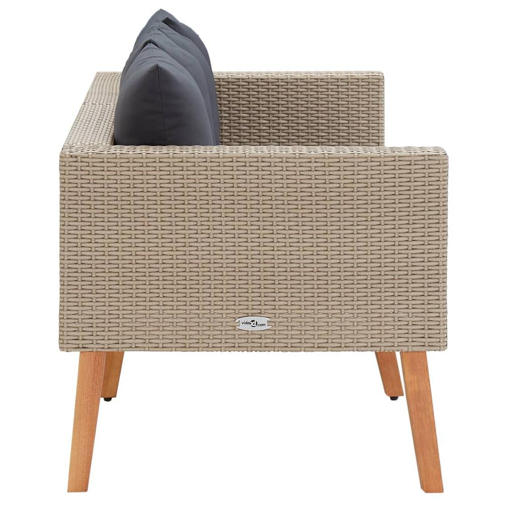 vidaXL 2-Seater Garden Sofa with Cushions Poly Rattan Beige, 310215